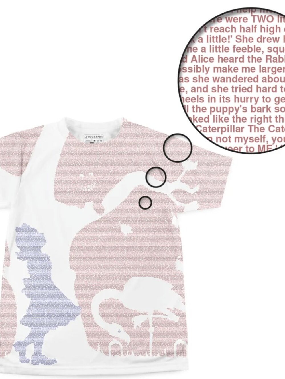 Lithographs Alice in Wonderland Text T-Shirt Sz Unisex M